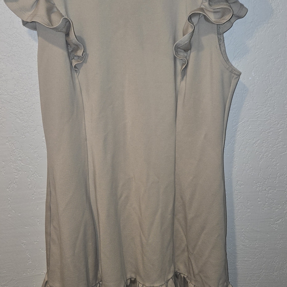 Forever 21 Tan Ruffle Sleeve Dress
